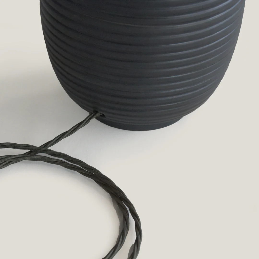 Black Ridged Large Table Lamp - Image 5