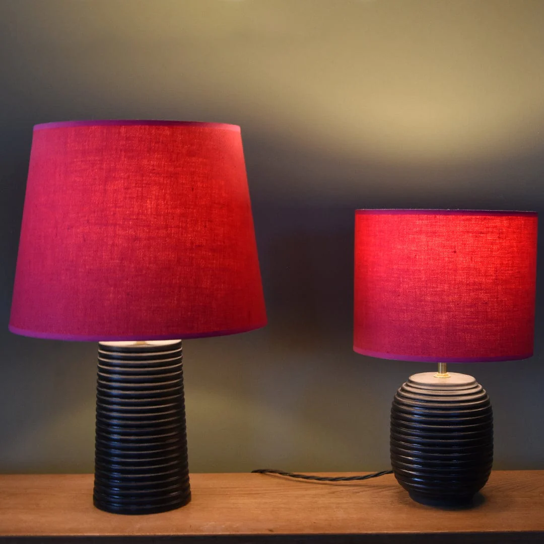 Black Ridged Small Table Lamp - Image 3