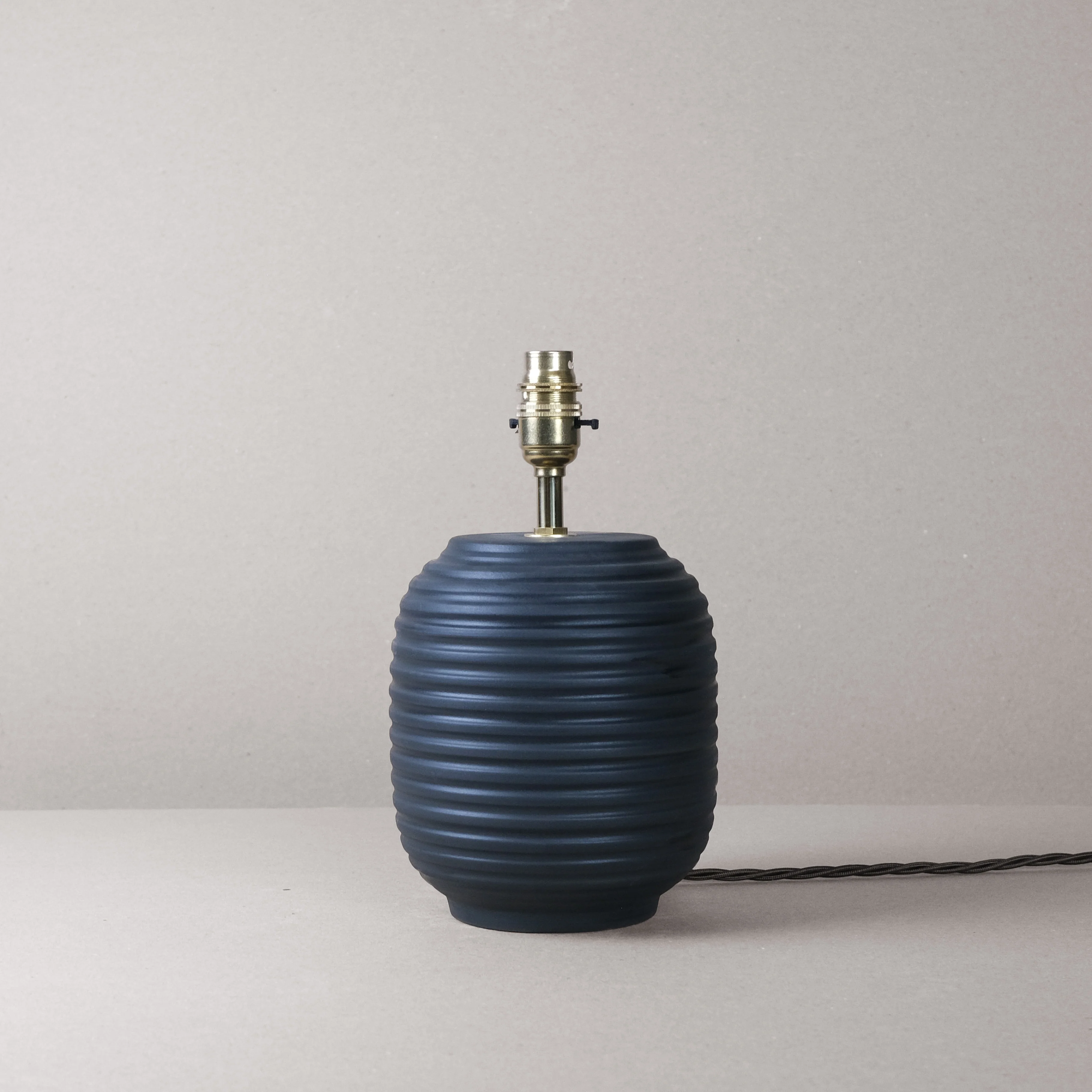 Black Ridged Small Table Lamp - Image 4