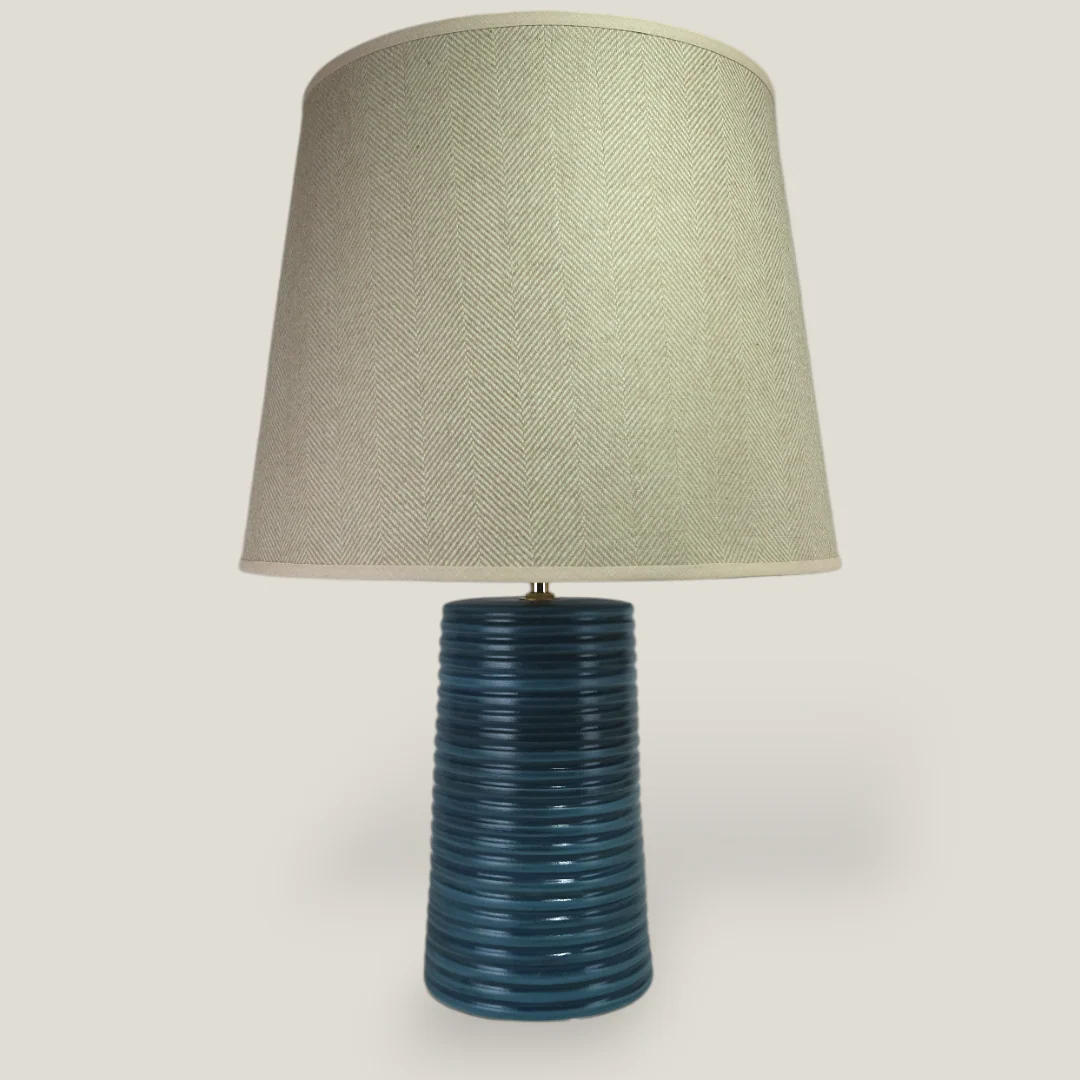 Blue Ridged Large Tapered Lamp - Image 2