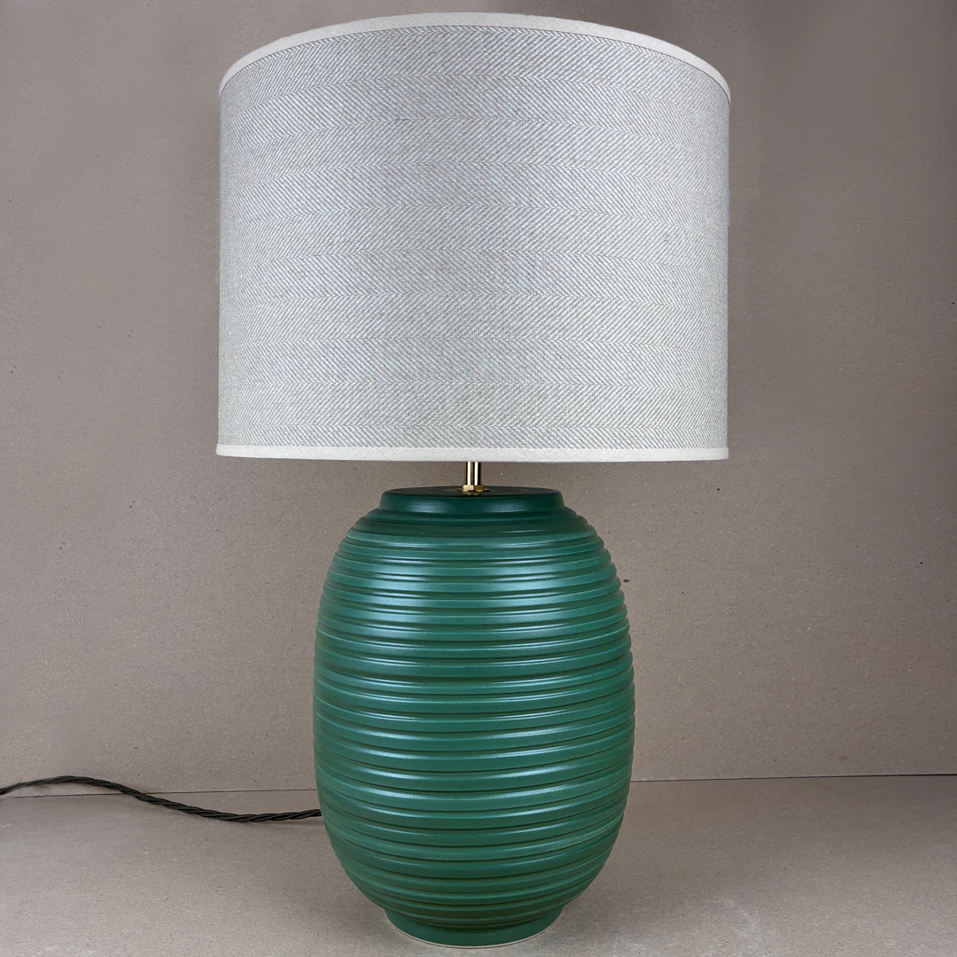 Green Ridged Large Table Lamp - Image 2
