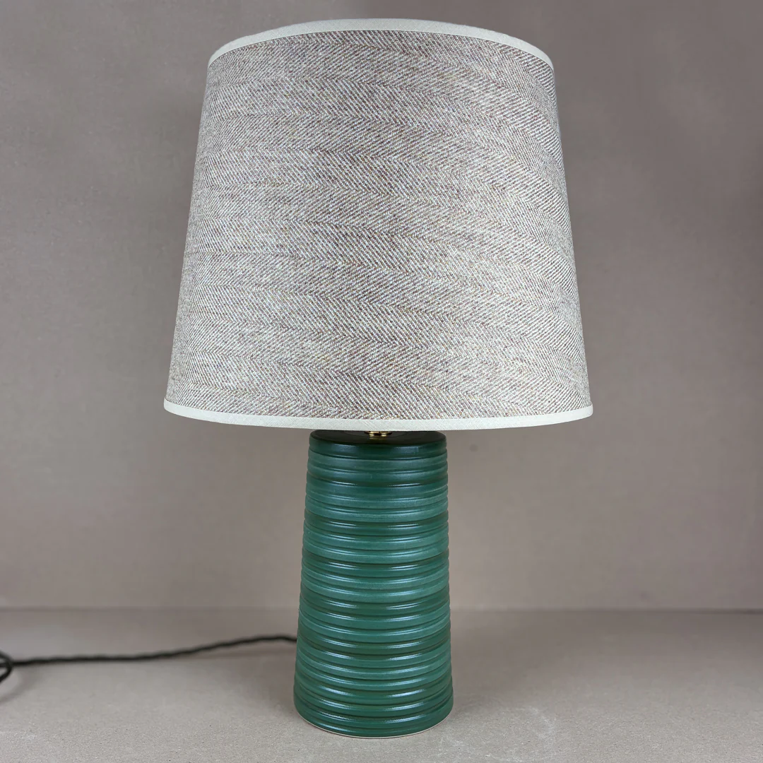 Green Ridged Large Tapered Lamp - Image 2