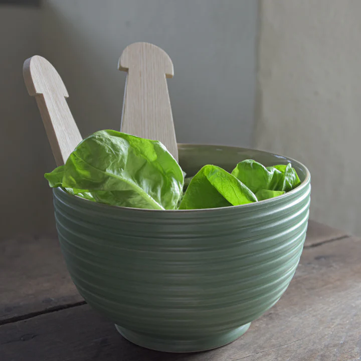 Green Ridged Salad Bowl - Image 2