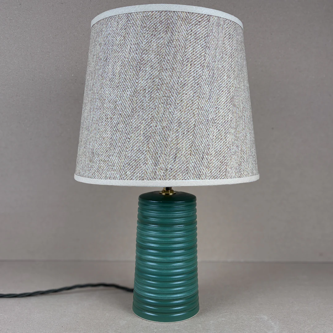 Green Ridged Small Tapered Lamp - Image 2