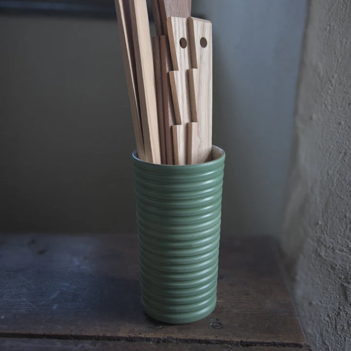 Green Ridged Vase - Image 2
