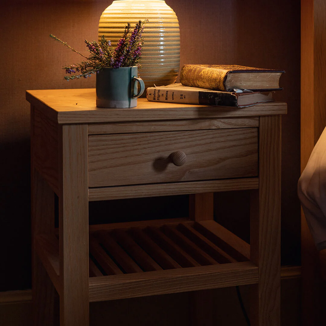 Oak Side Table with Drawer - Image 3