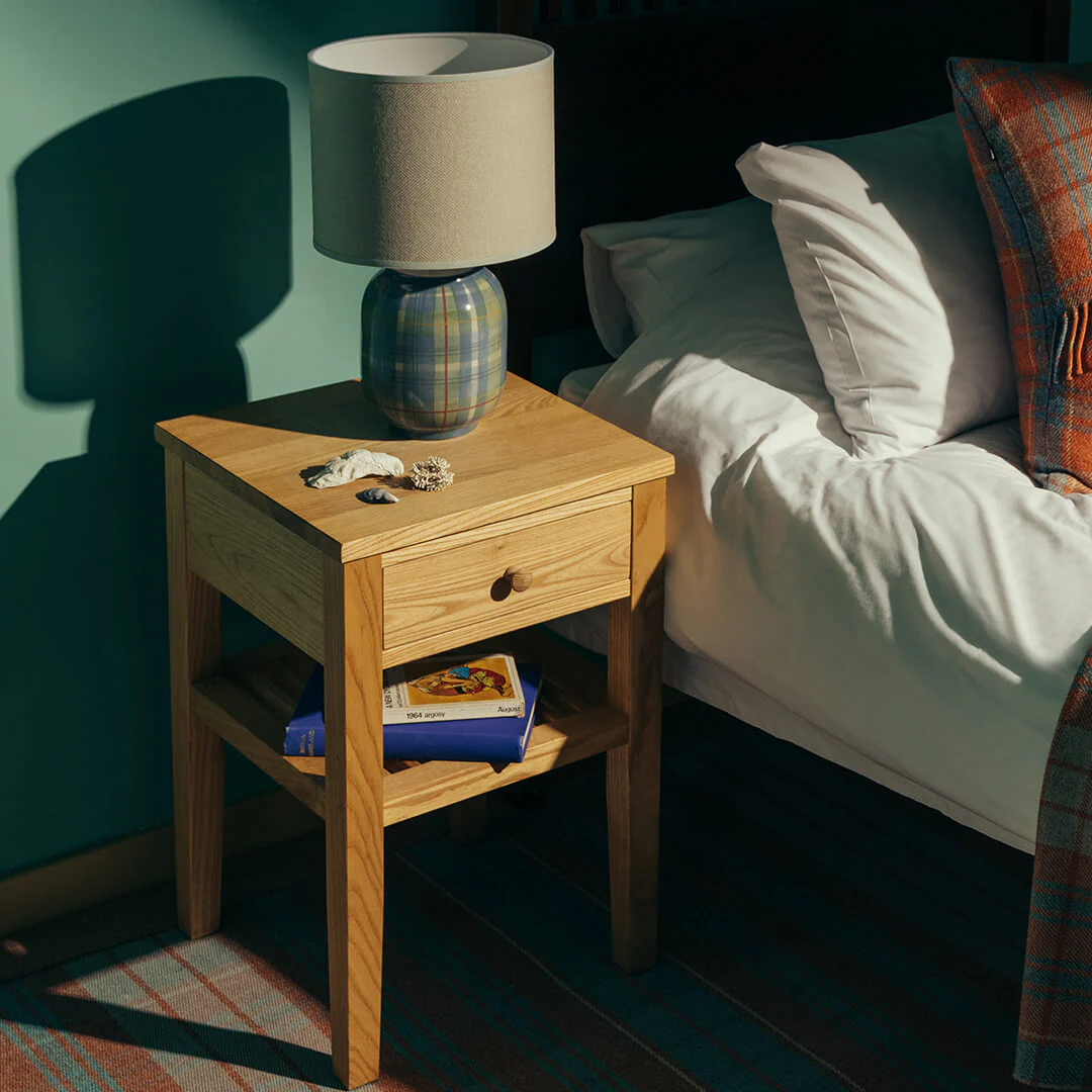 Oak Side Table with Drawer - Image 4