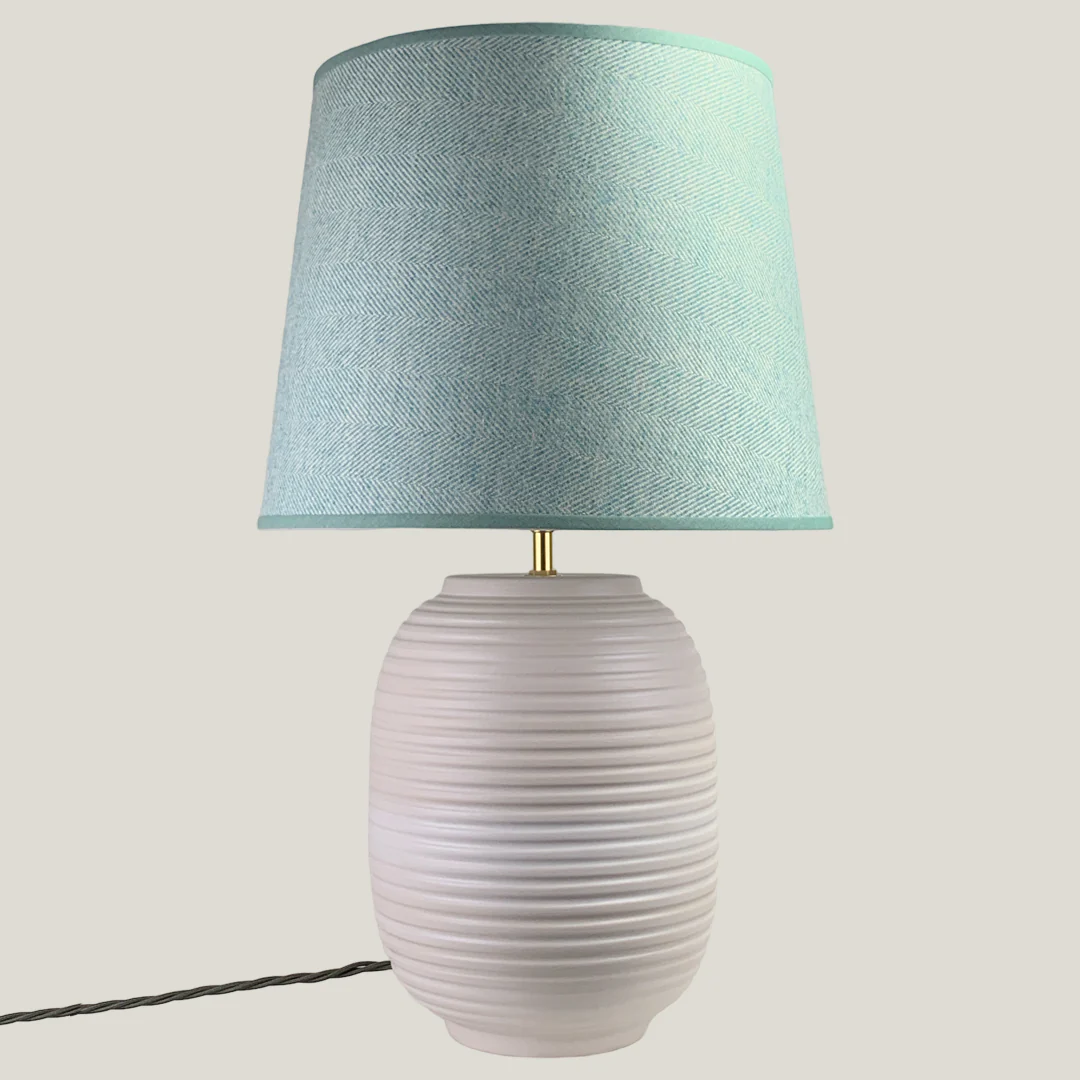 White Ridged Large Table Lamp - Image 2