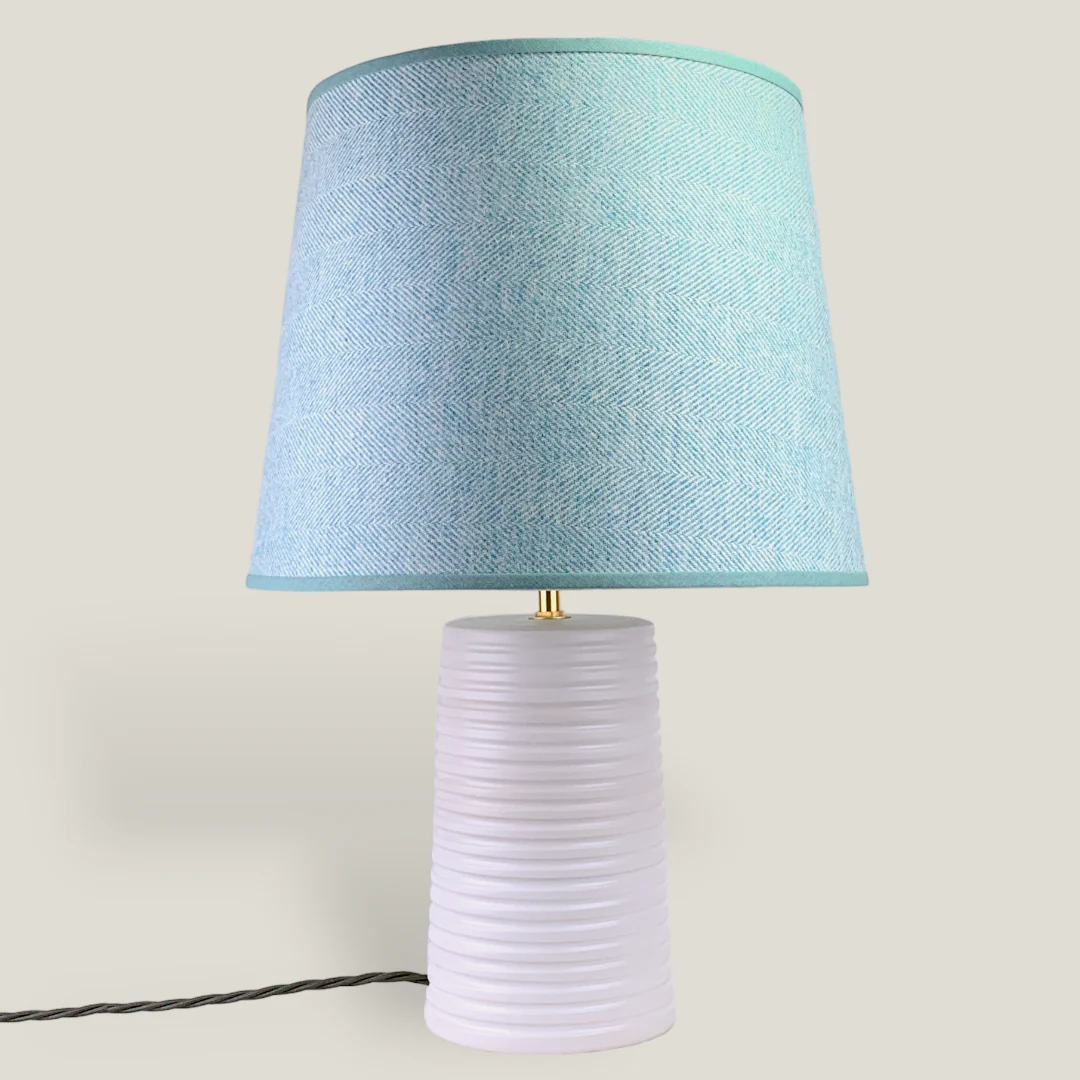 White Ridged Large Tapered Lamp - Image 2