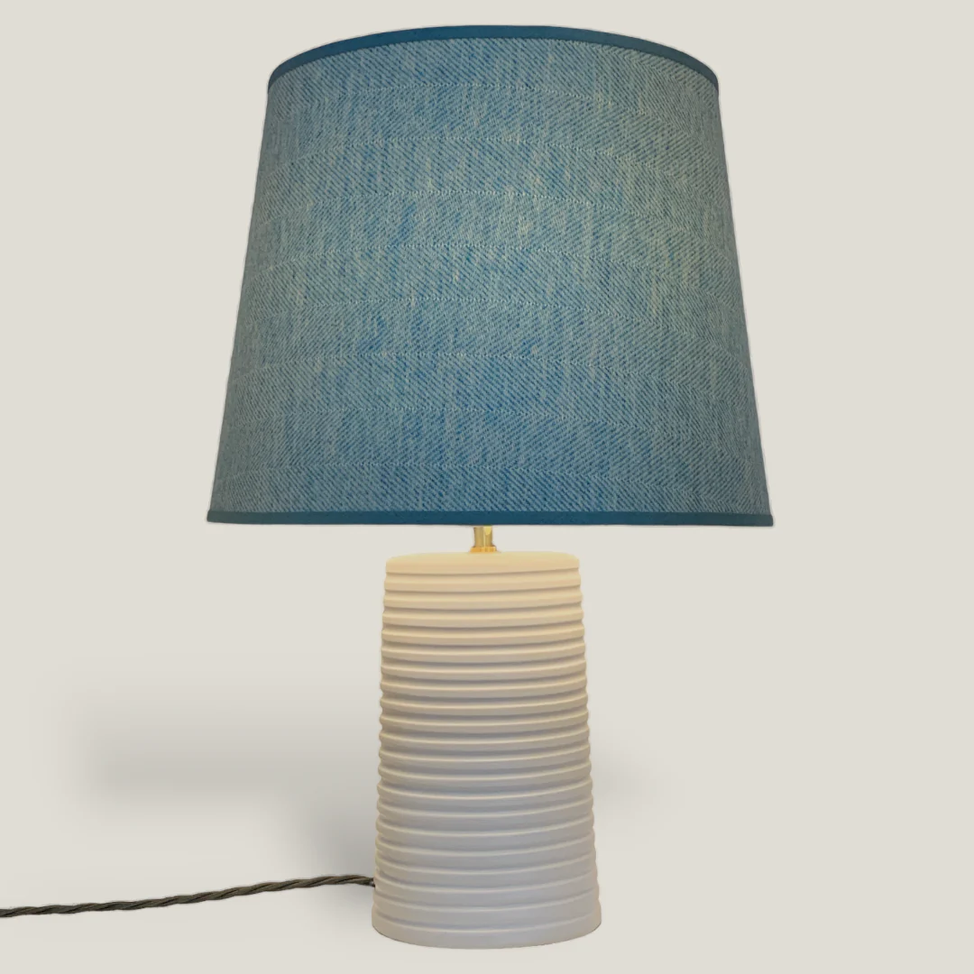White Ridged Large Tapered Lamp - Image 3