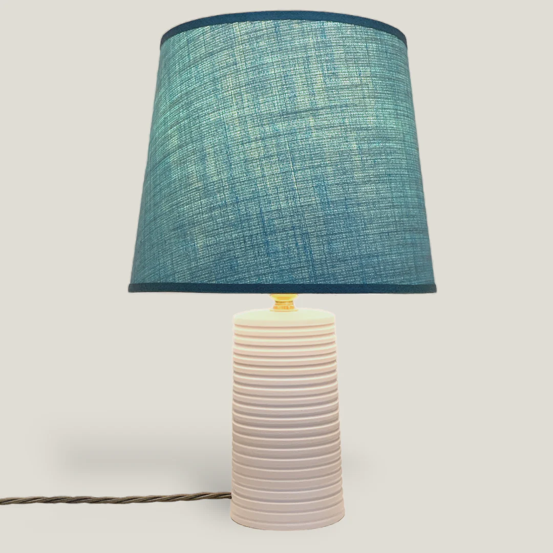 White Ridged Small Tapered Lamp - Image 4